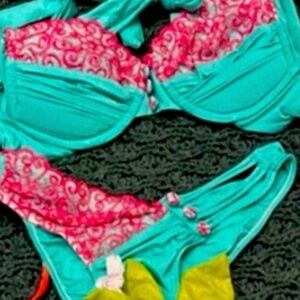 Beach Bunny Pink and Teal Bikini